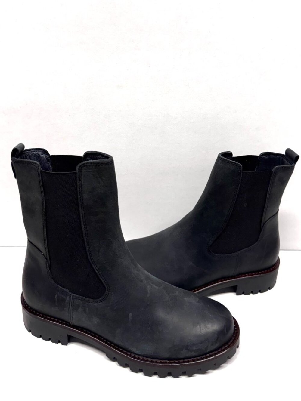 MIZ MOOZ NUBUCK LEATHER BOOTS SIDE ELASTIC GORE BLACK 37EU / 7US # B - 19